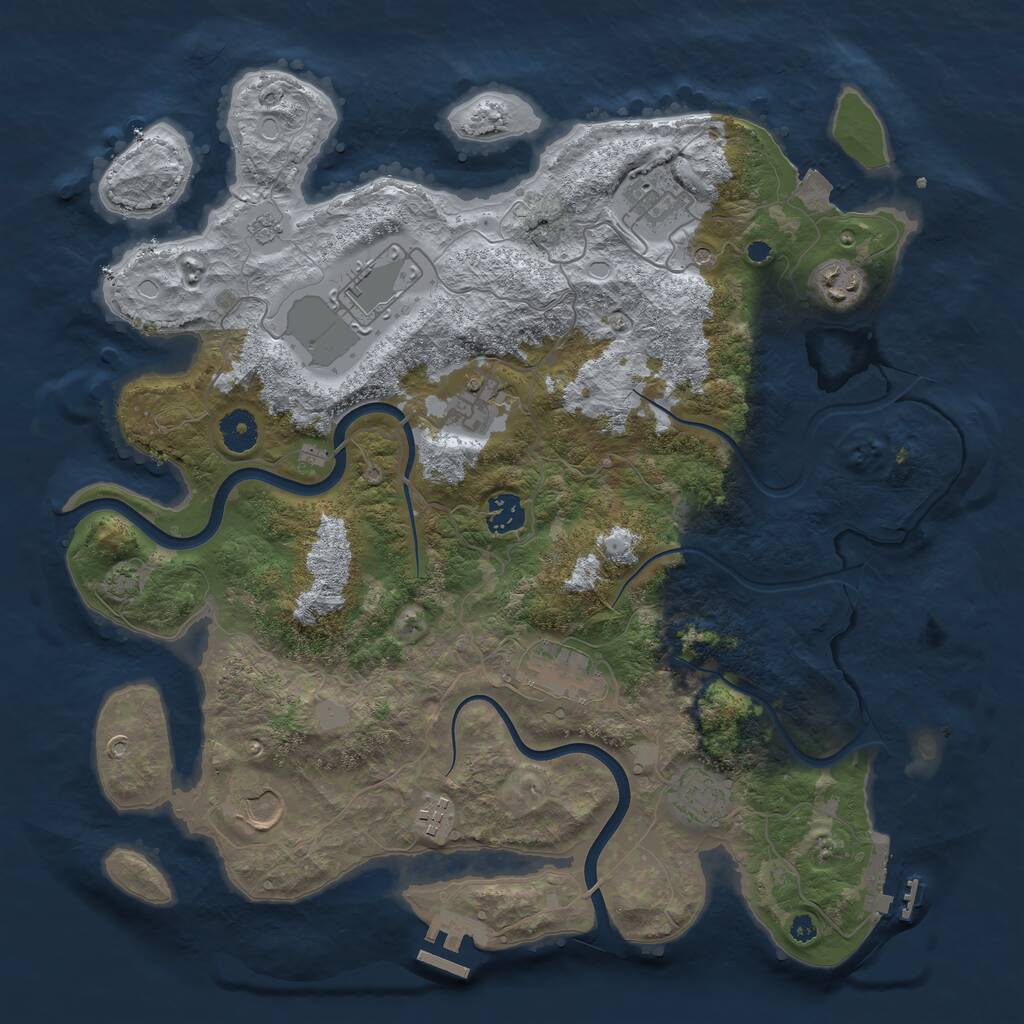 Rust Map: Procedural Map, Size: 3850, Seed: 83489223, 15 Monuments