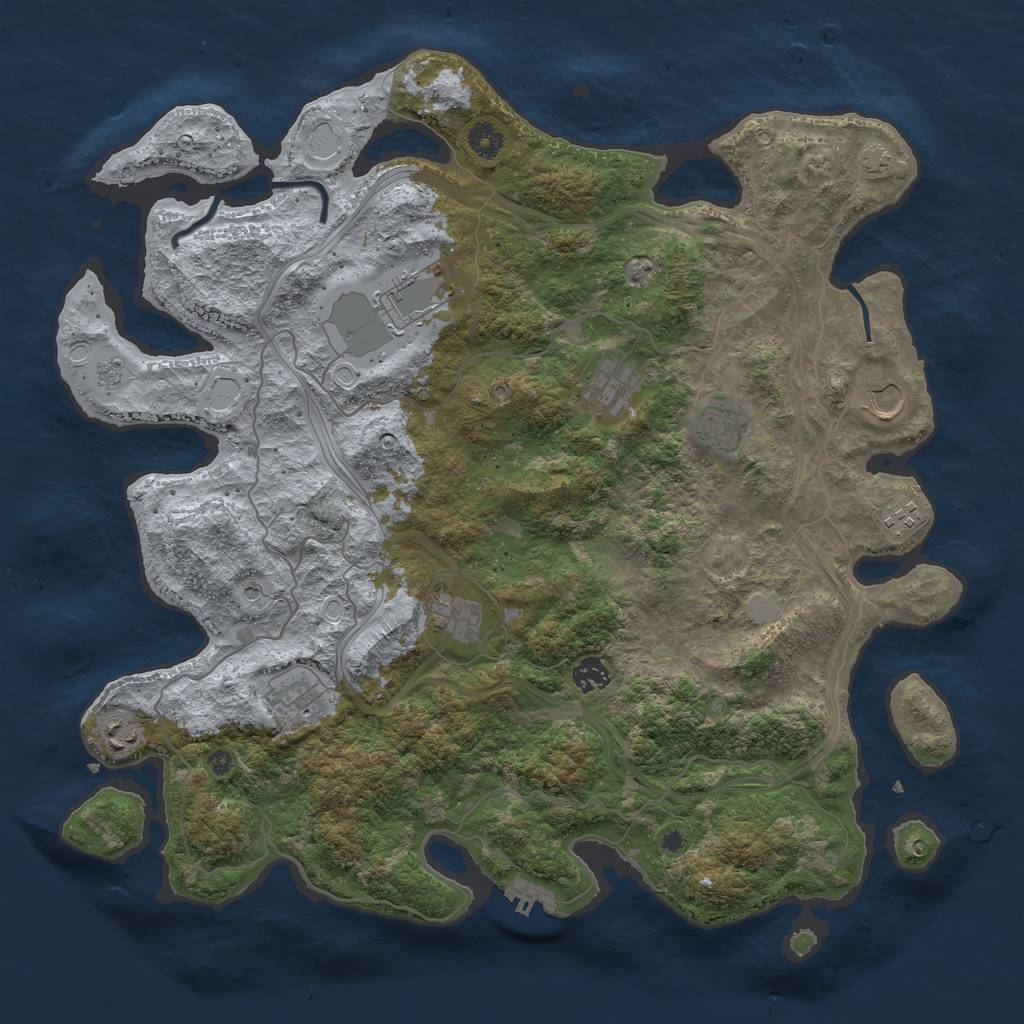 Rust Map: Procedural Map, Size: 4300, Seed: 20138855, 16 Monuments