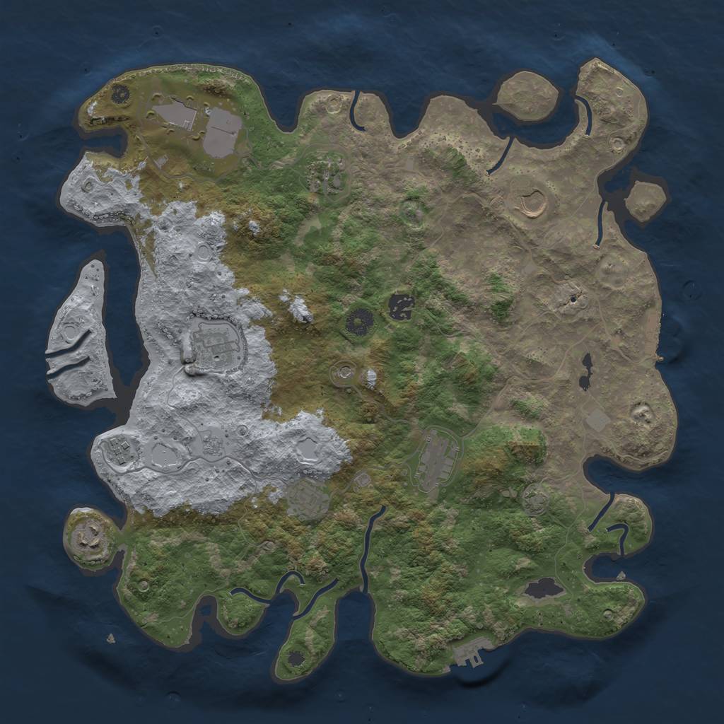 Rust Map: Procedural Map, Size: 3950, Seed: 11117247, 17 Monuments