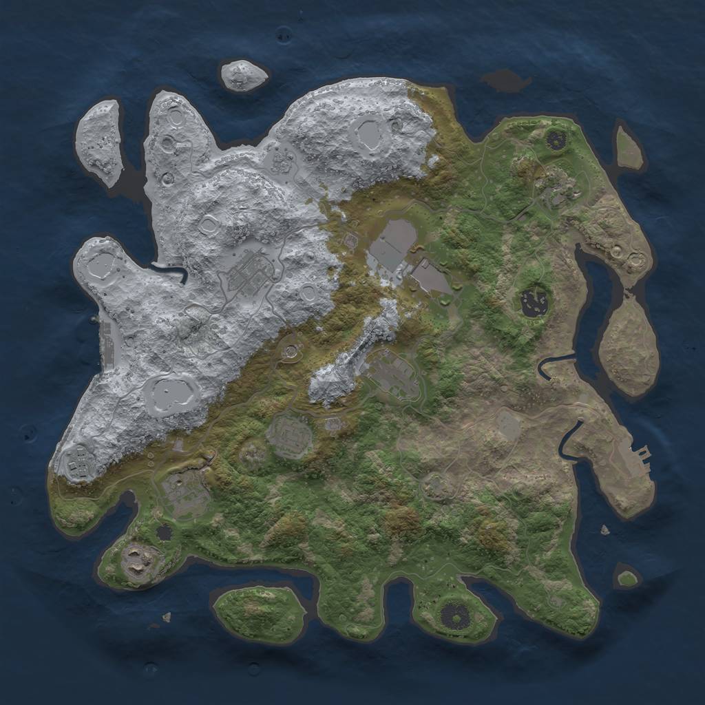 Rust Map: Procedural Map, Size: 3700, Seed: 4739276, 17 Monuments