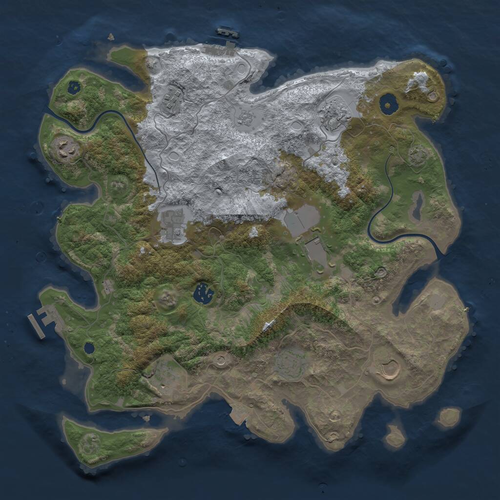 Rust Map: Procedural Map, Size: 3750, Seed: 553689571, 15 Monuments