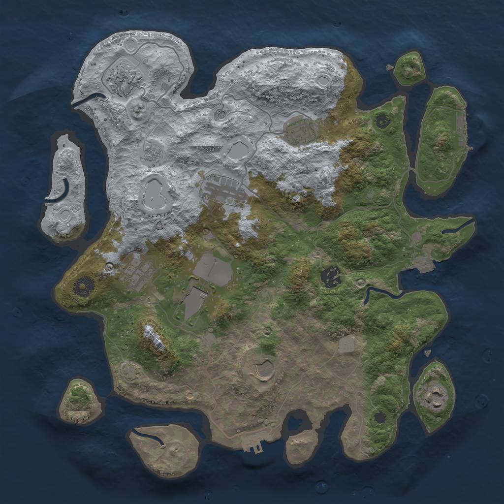 Rust Map: Procedural Map, Size: 3550, Seed: 33585637, 16 Monuments