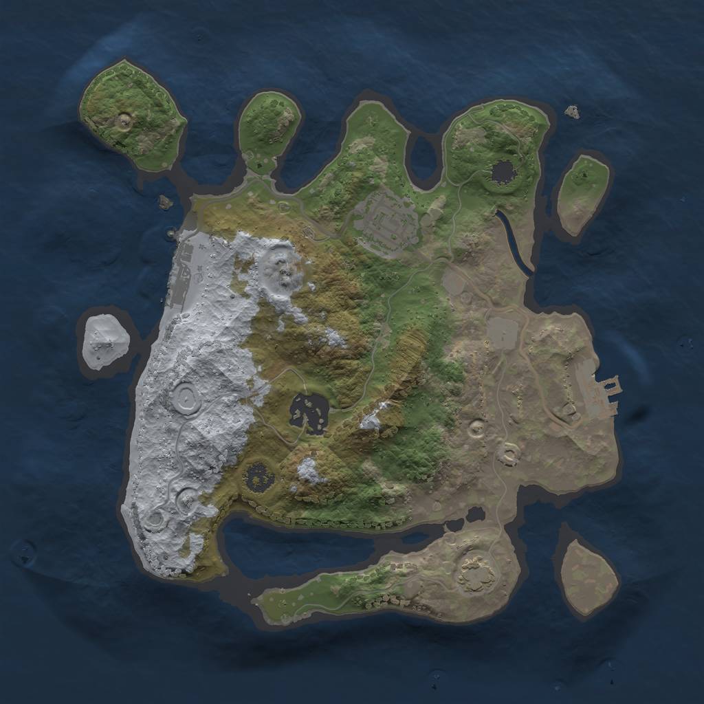 Rust Map: Procedural Map, Size: 2500, Seed: 1077114390, 8 Monuments