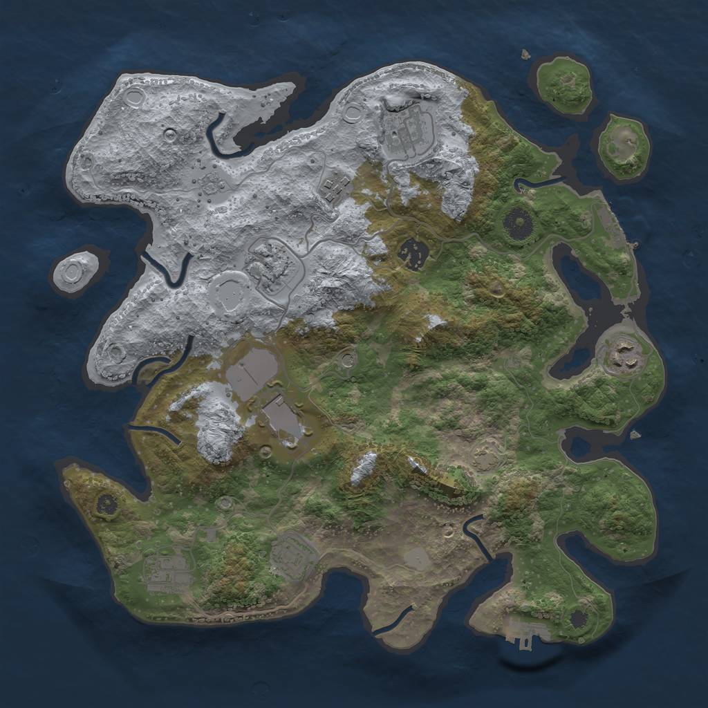 Rust Map: Procedural Map, Size: 3500, Seed: 1261355780, 16 Monuments