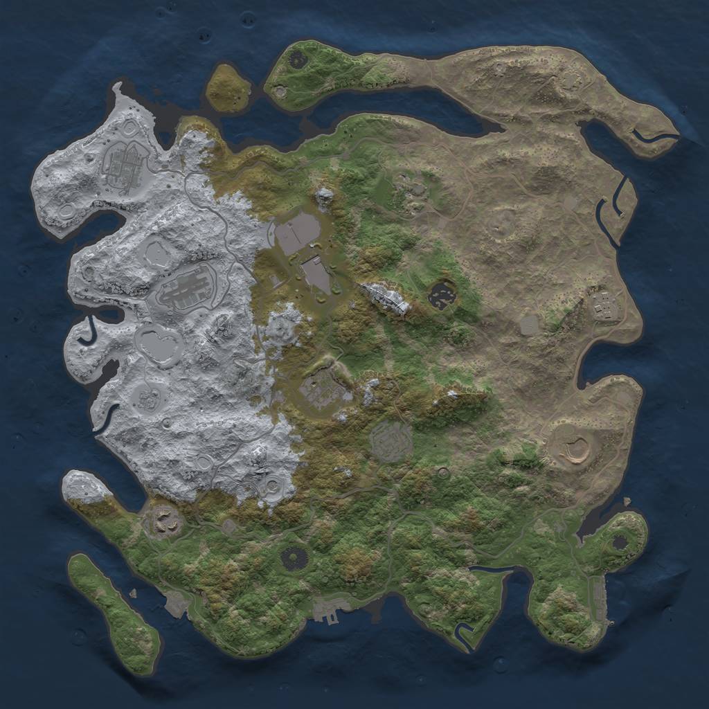 Rust Map: Procedural Map, Size: 4100, Seed: 9776544, 18 Monuments