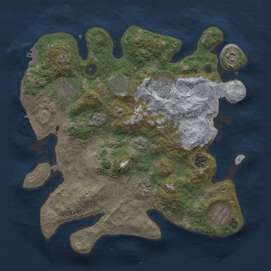 Rust Map: Procedural Map, Size: 3450, Seed: 26766990, 16 Monuments