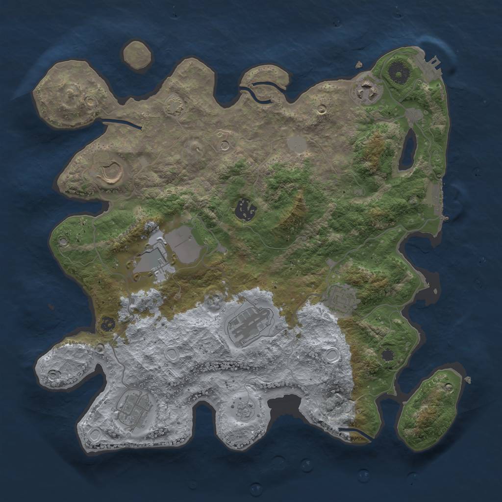 Rust Map: Procedural Map, Size: 3500, Seed: 4675097, 15 Monuments