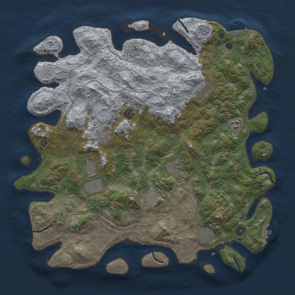 Rust Map: Procedural Map, Size: 4400, Seed: 52861811, 17 Monuments