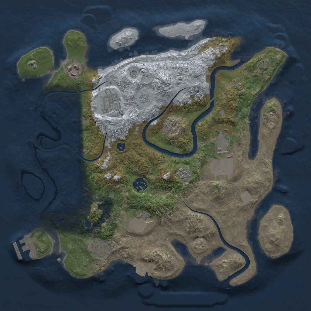 Rust Map: Procedural Map, Size: 3500, Seed: 804150811, 12 Monuments