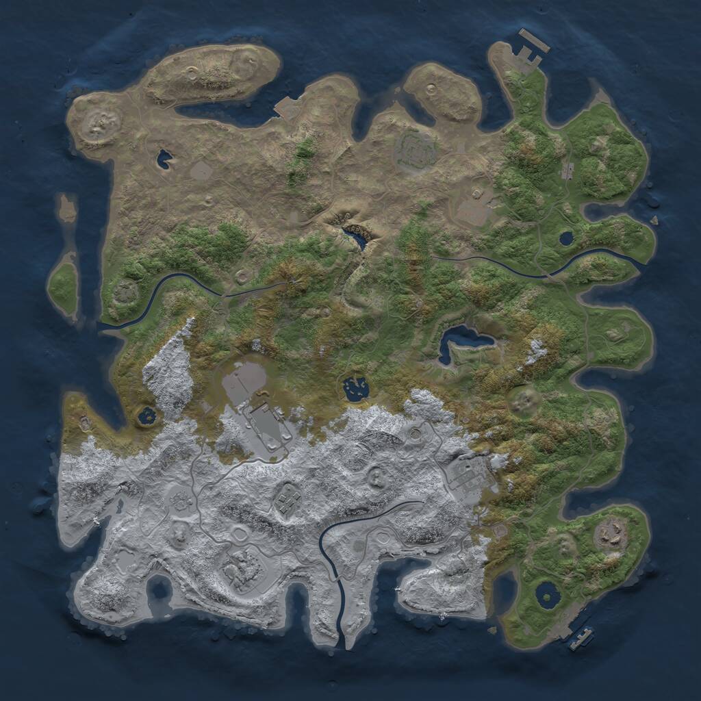 Rust Map: Procedural Map, Size: 4100, Seed: 385714, 14 Monuments