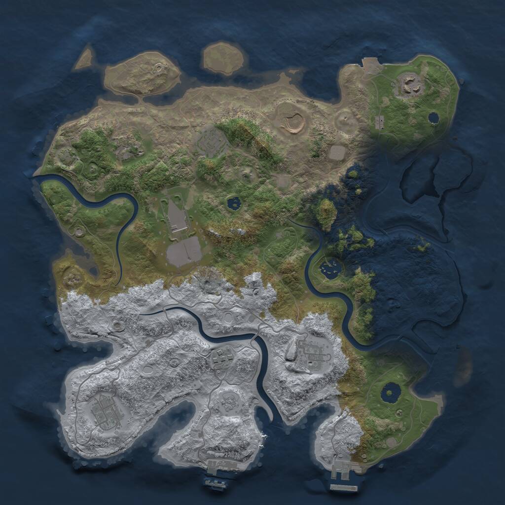 Rust Map: Procedural Map, Size: 3750, Seed: 46071150, 14 Monuments