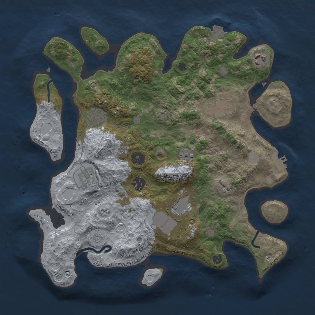 Rust Map: Procedural Map, Size: 3500, Seed: 4237578, 14 Monuments