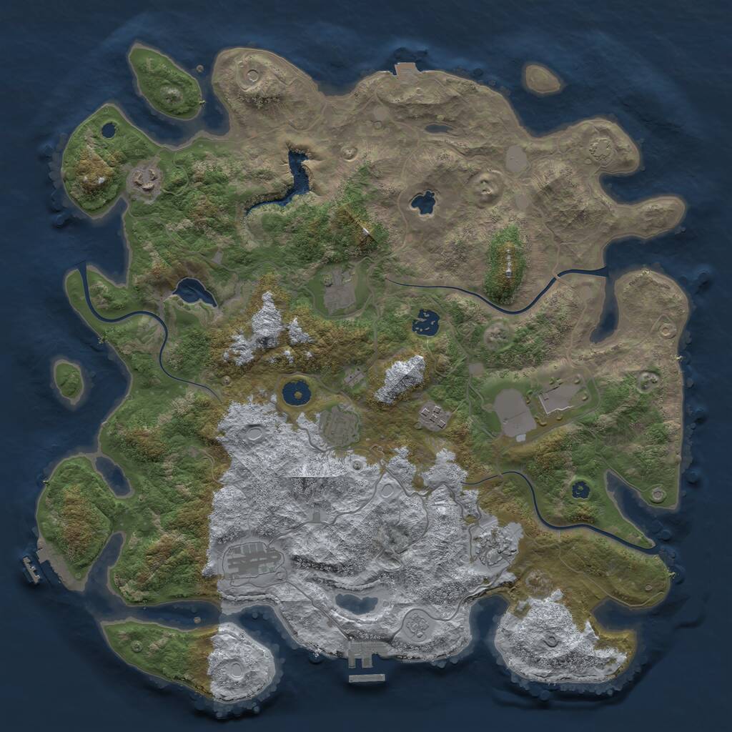 Rust Map: Procedural Map, Size: 4100, Seed: 87775914, 14 Monuments