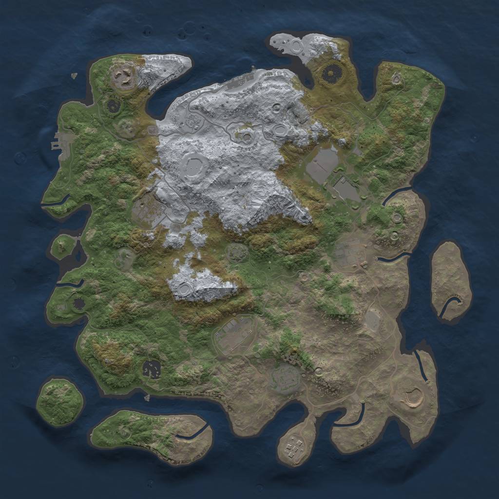 Rust Map: Procedural Map, Size: 3850, Seed: 73662524, 17 Monuments