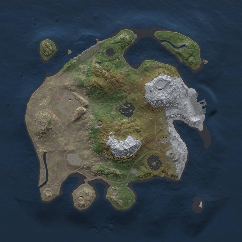Rust Map: Procedural Map, Size: 2400, Seed: 544696265, 8 Monuments