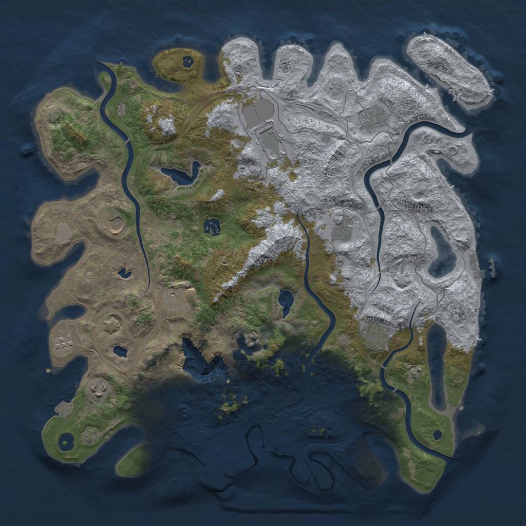 Rust Map: Procedural Map, Size: 4500, Seed: 1208198255, 16 Monuments