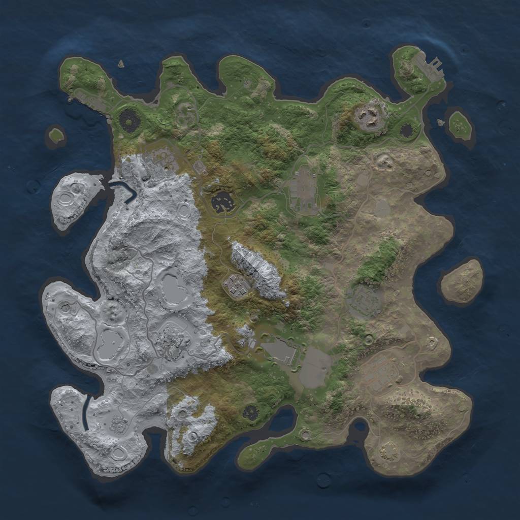 Rust Map: Procedural Map, Size: 3550, Seed: 70777865, 17 Monuments