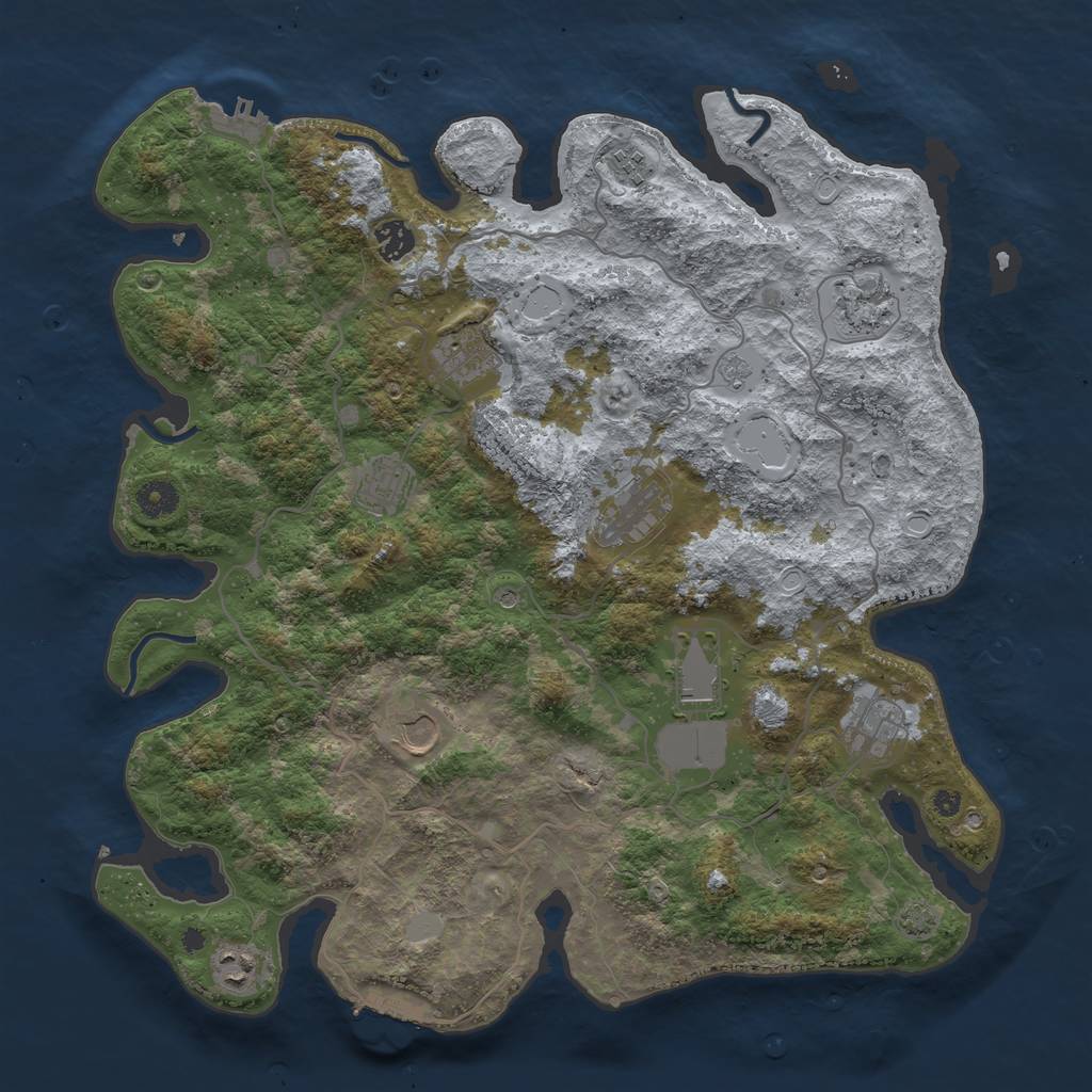 Rust Map: Procedural Map, Size: 4100, Seed: 41039074, 18 Monuments