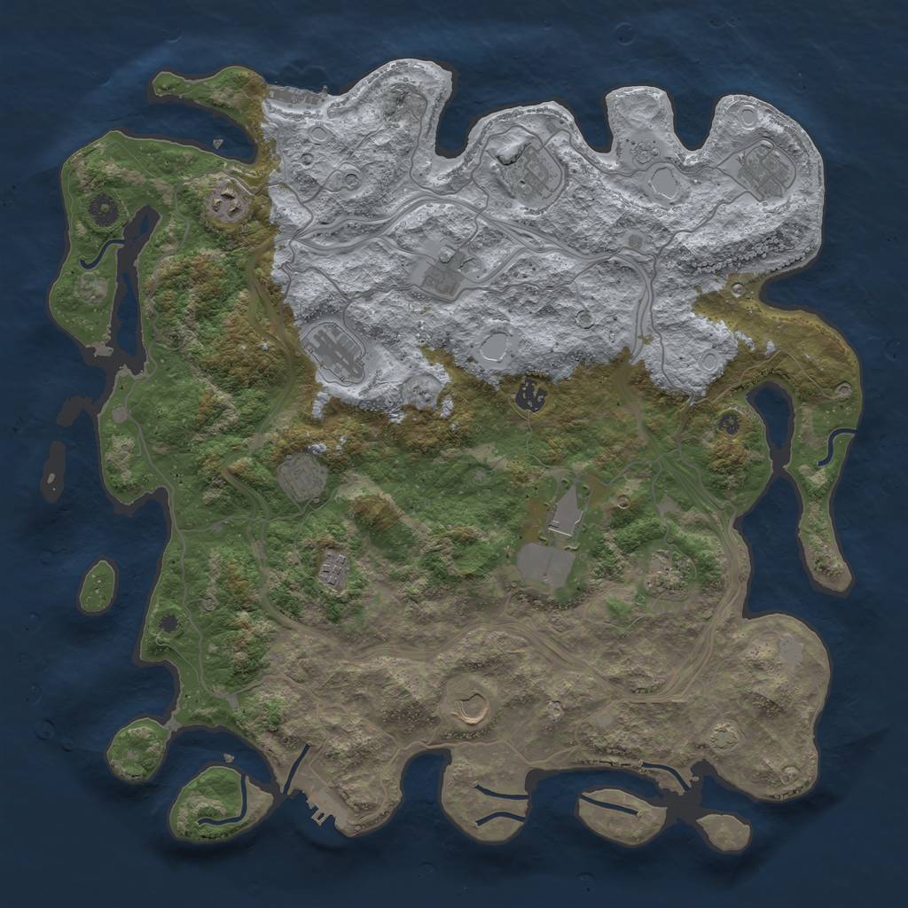 Rust Map: Procedural Map, Size: 4400, Seed: 71629978, 19 Monuments
