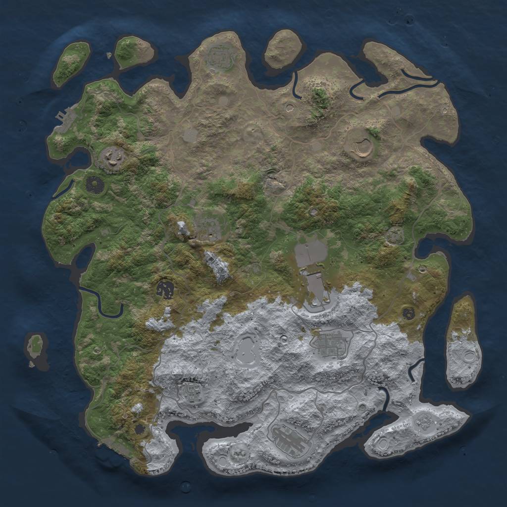 Rust Map: Procedural Map, Size: 4100, Seed: 64164223, 17 Monuments