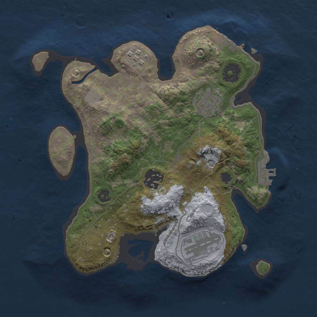 Rust Map: Procedural Map, Size: 2500, Seed: 946051394, 10 Monuments
