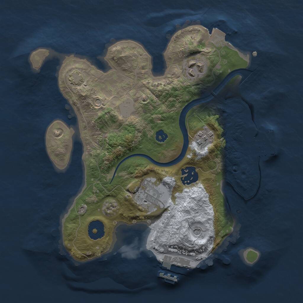 Rust Map: Procedural Map, Size: 2500, Seed: 946051394, 9 Monuments