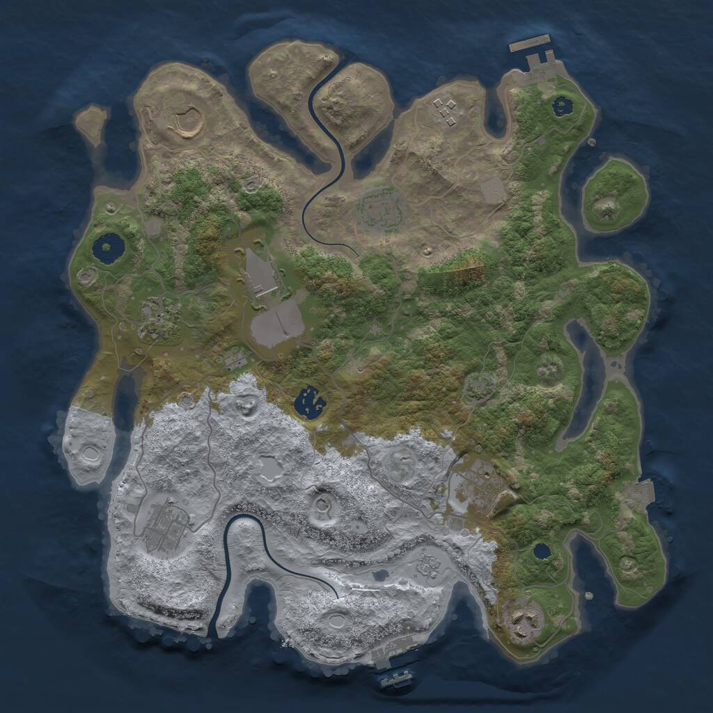 Rust Map: Procedural Map, Size: 3500, Seed: 1304343, 15 Monuments