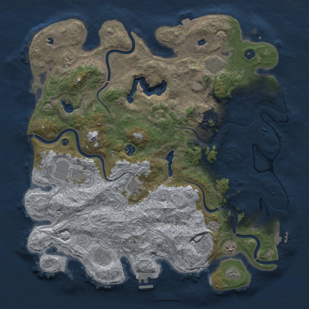 Rust Map: Procedural Map, Size: 4500, Seed: 777888, 16 Monuments