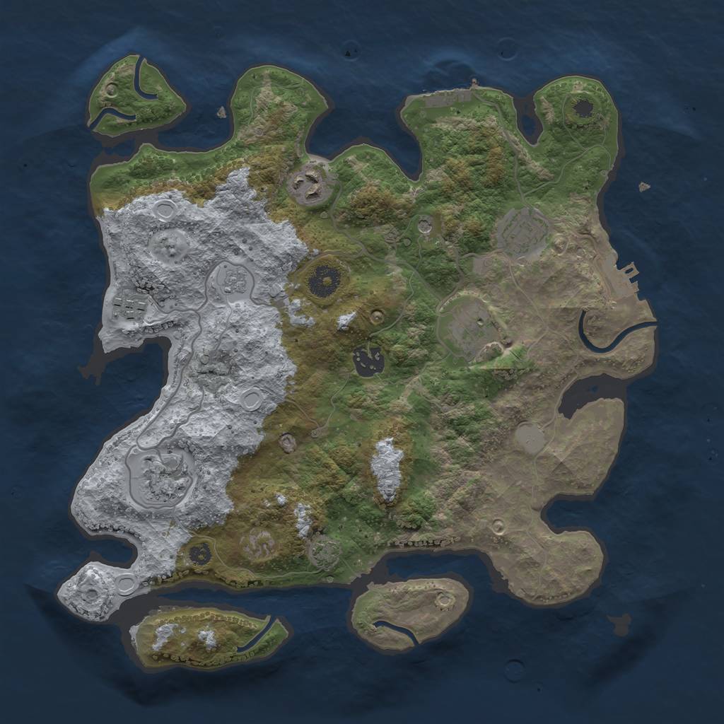 Rust Map: Procedural Map, Size: 3400, Seed: 13907780, 14 Monuments