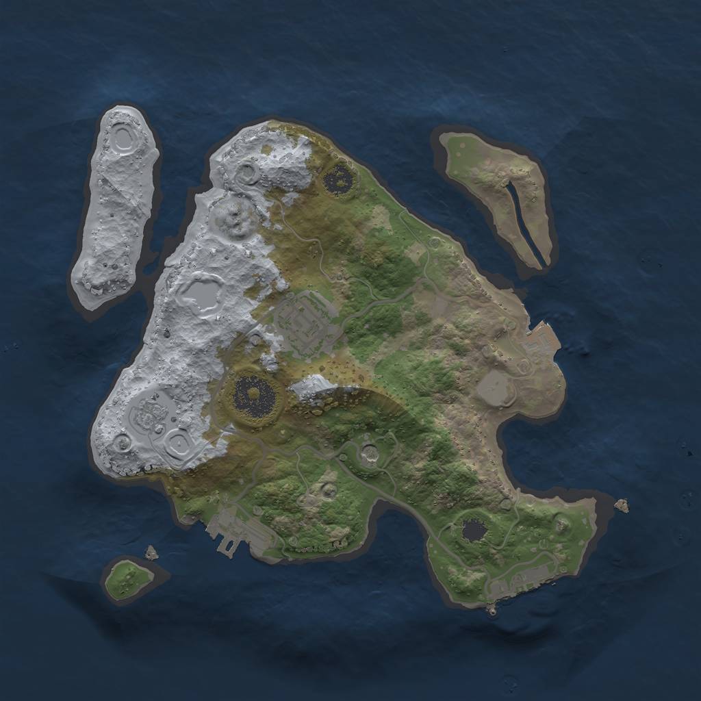 Rust Map: Procedural Map, Size: 2500, Seed: 1124862436, 8 Monuments