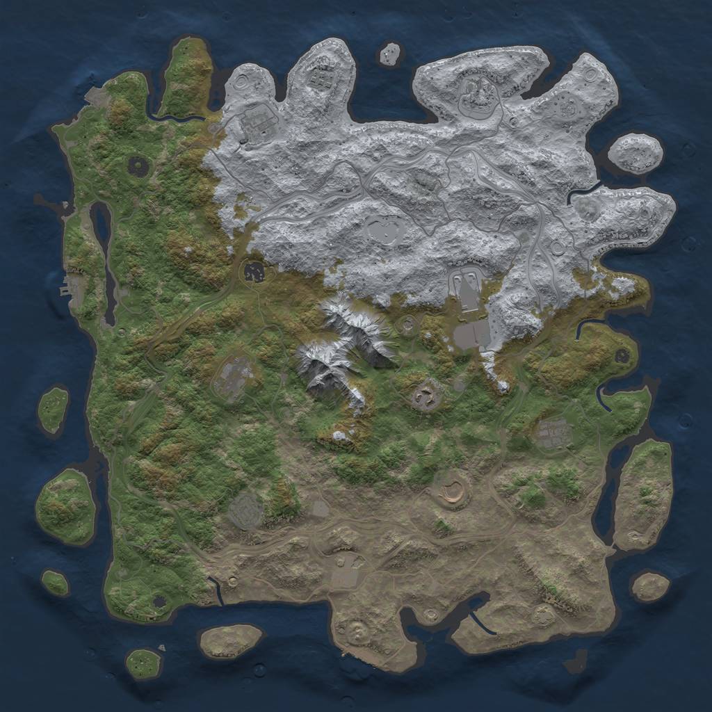 Rust Map: Procedural Map, Size: 5000, Seed: 23425, 19 Monuments