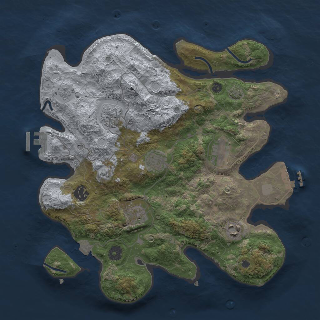 Rust Map: Procedural Map, Size: 3300, Seed: 409116719, 12 Monuments