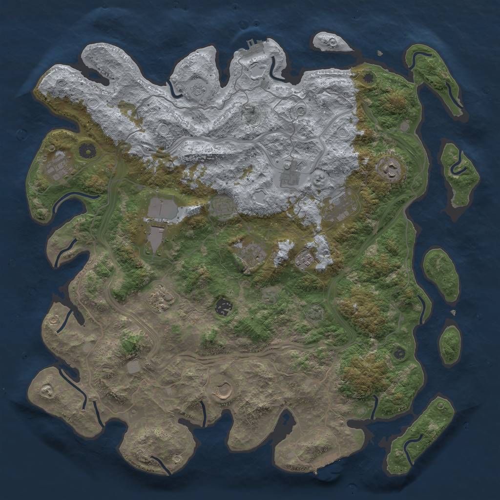 Rust Map: Procedural Map, Size: 4500, Seed: 482951292, 19 Monuments