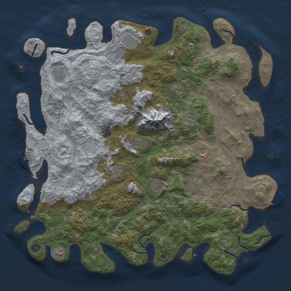Rust Map: Procedural Map, Size: 5000, Seed: 761083065, 19 Monuments