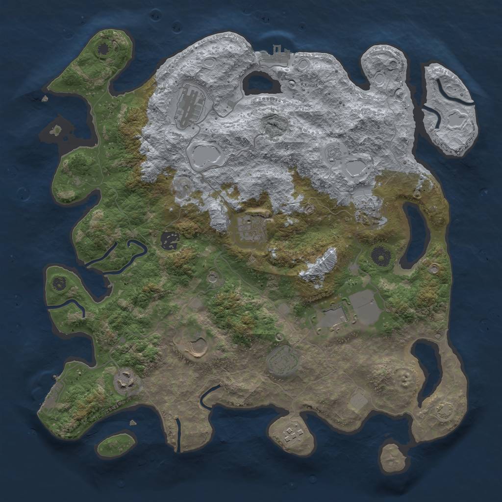 Rust Map: Procedural Map, Size: 3850, Seed: 76500772, 17 Monuments