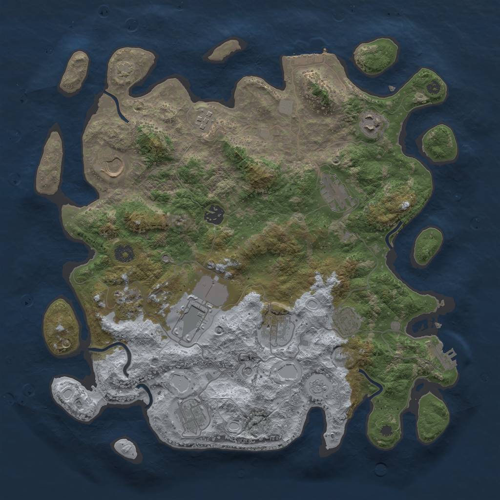 Rust Map: Procedural Map, Size: 3850, Seed: 10739607, 18 Monuments