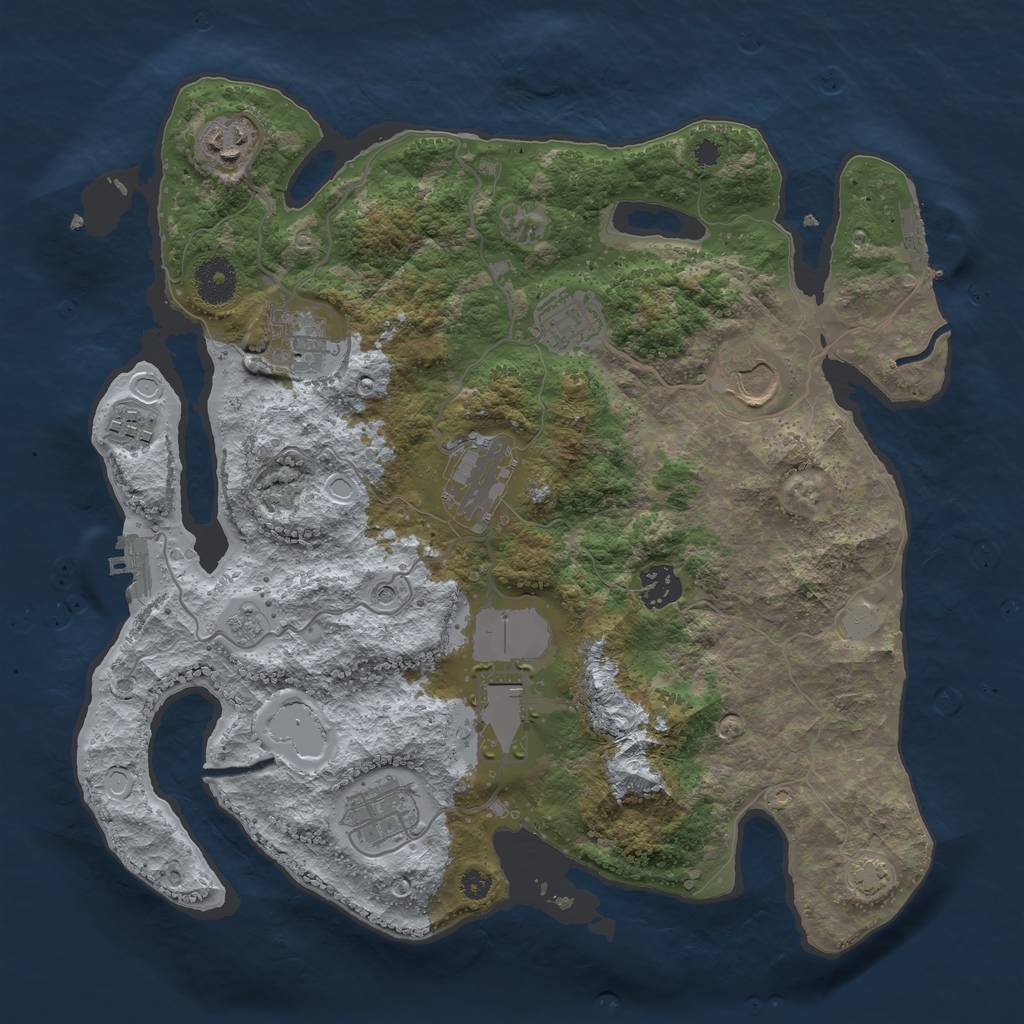 Rust Map: Procedural Map, Size: 3500, Seed: 456825874, 17 Monuments