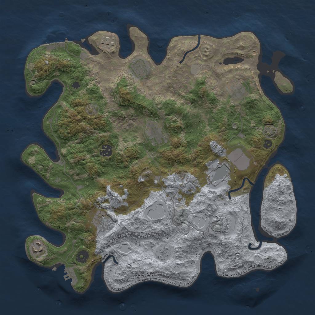 Rust Map: Procedural Map, Size: 3700, Seed: 71772729, 17 Monuments