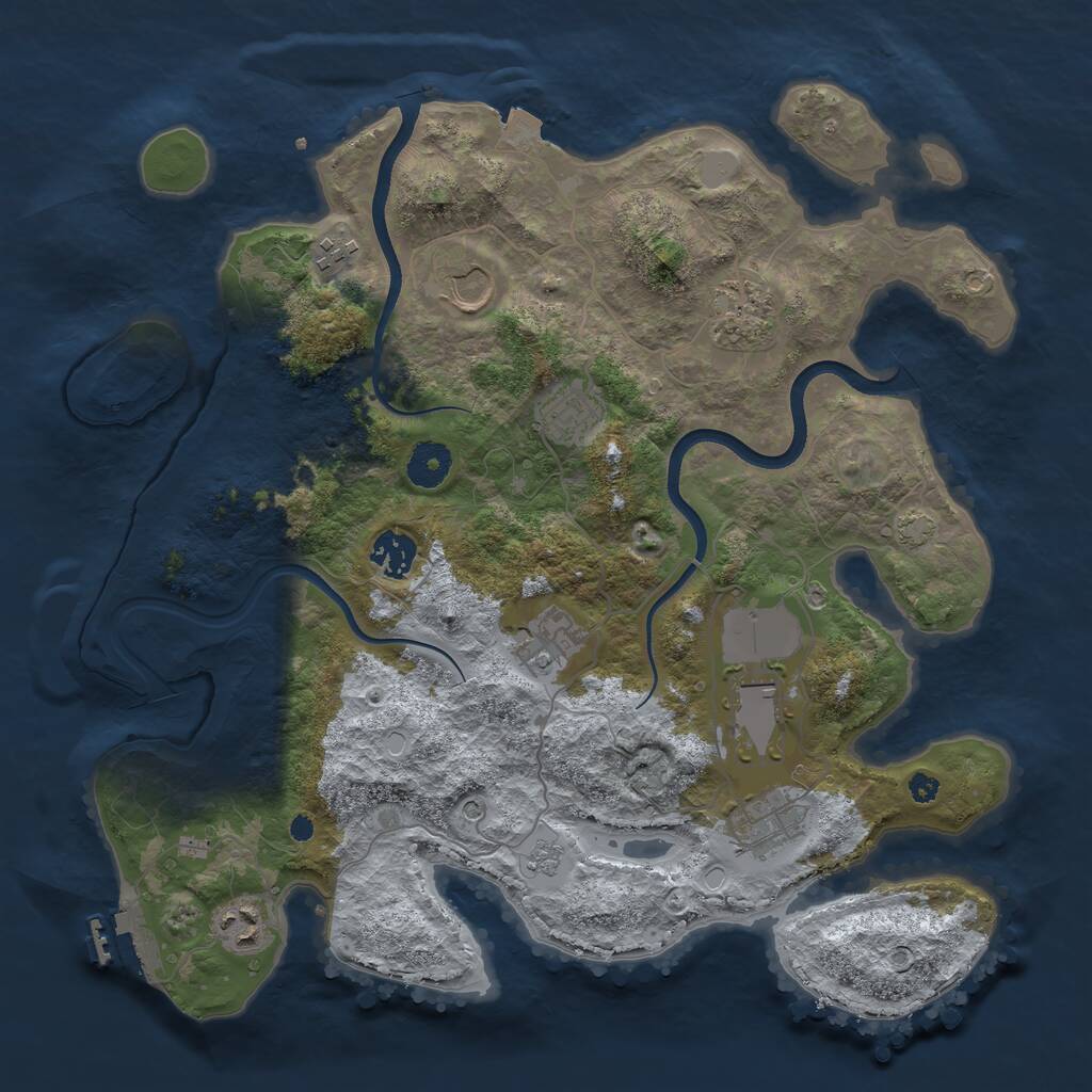 Rust Map: Procedural Map, Size: 3650, Seed: 10890067, 14 Monuments