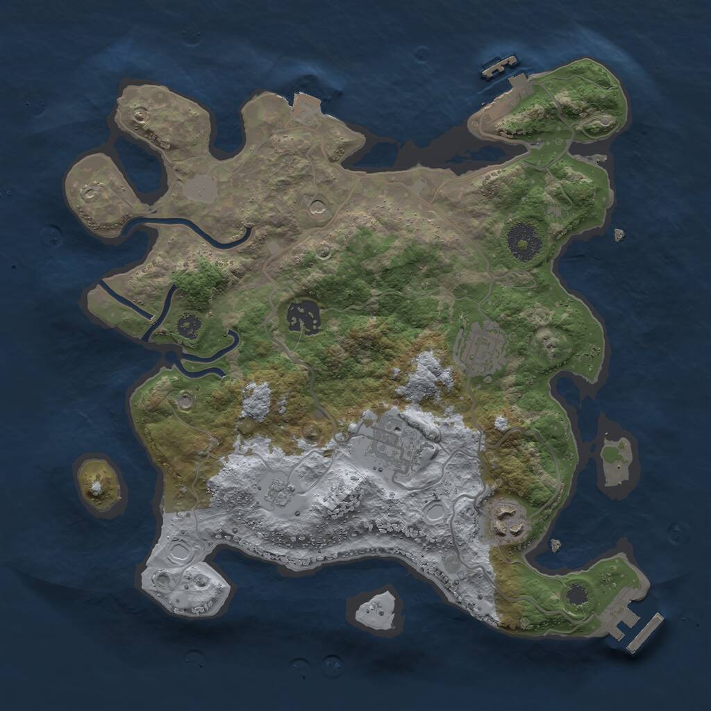 Rust Map: Procedural Map, Size: 3000, Seed: 12483, 9 Monuments