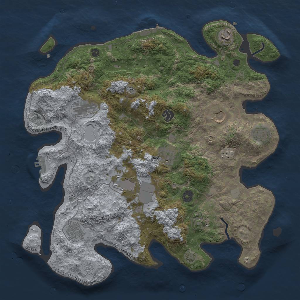 Rust Map: Procedural Map, Size: 3800, Seed: 20730090, 18 Monuments