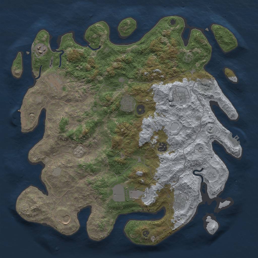 Rust Map: Procedural Map, Size: 4000, Seed: 791160441, 17 Monuments