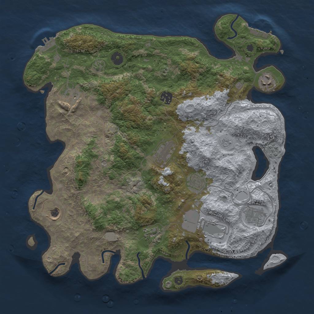 Rust Map: Procedural Map, Size: 3800, Seed: 20517087, 18 Monuments