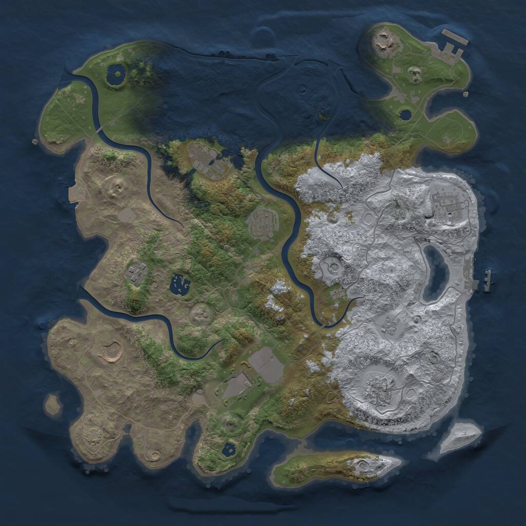 Rust Map: Procedural Map, Size: 3800, Seed: 20517087, 15 Monuments
