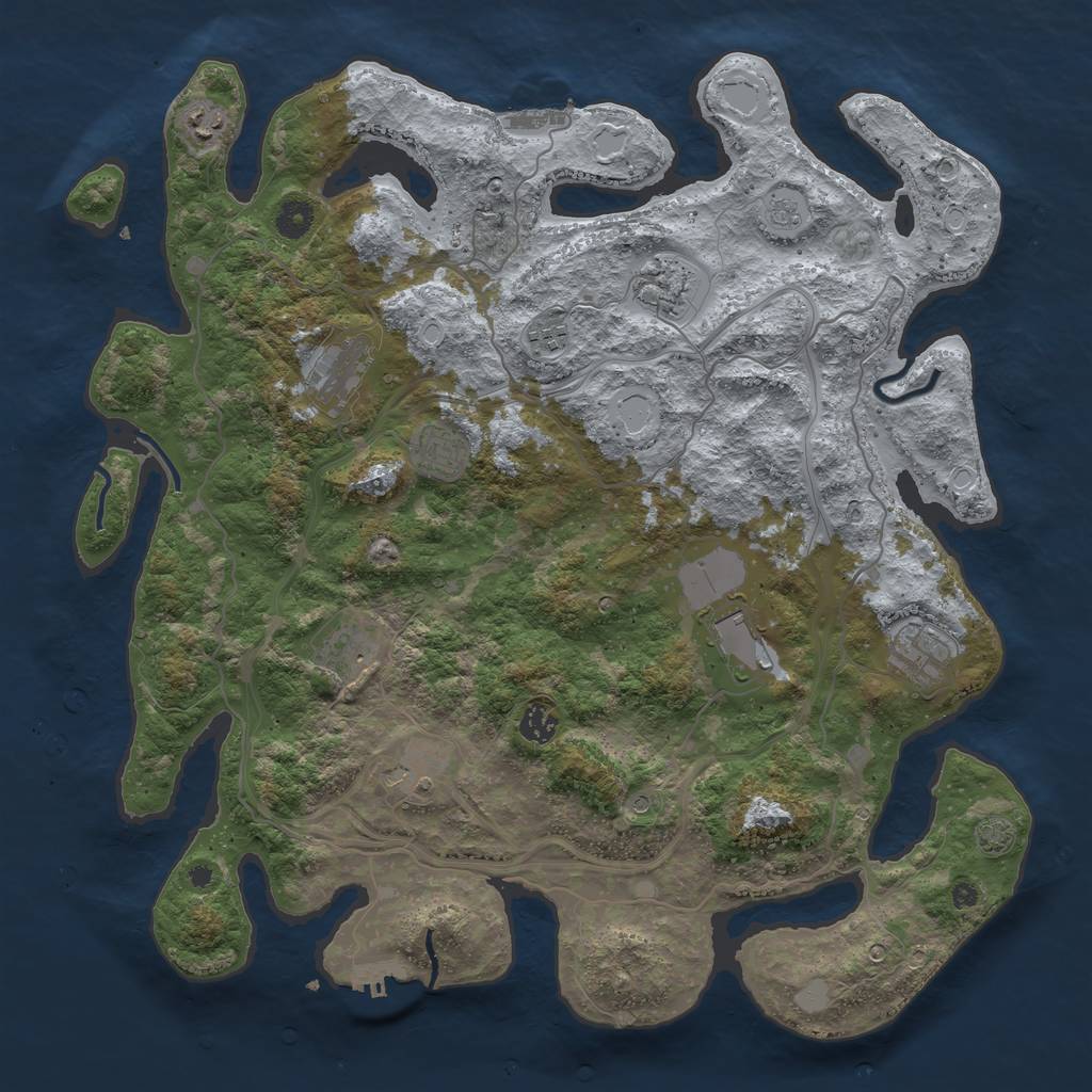 Rust Map: Procedural Map, Size: 4300, Seed: 52724717, 18 Monuments