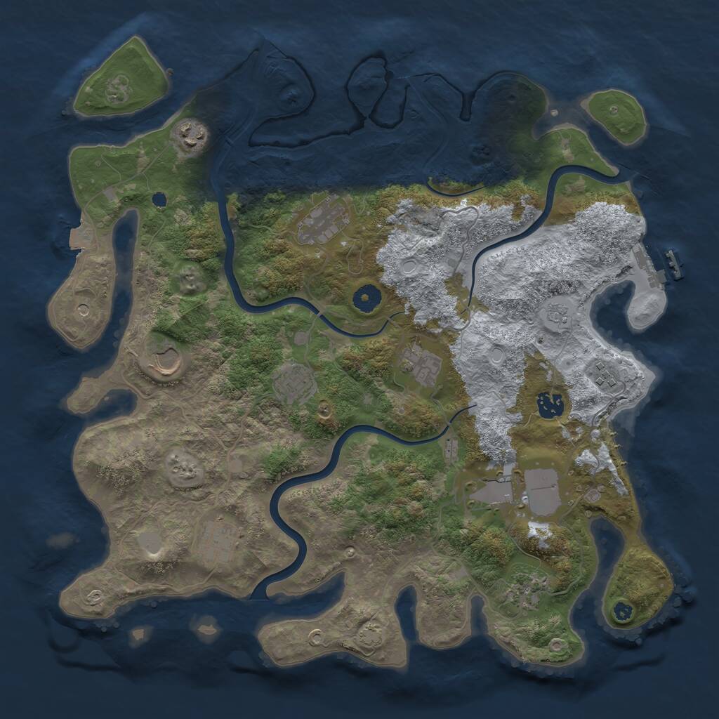 Rust Map: Procedural Map, Size: 3950, Seed: 58049151, 15 Monuments