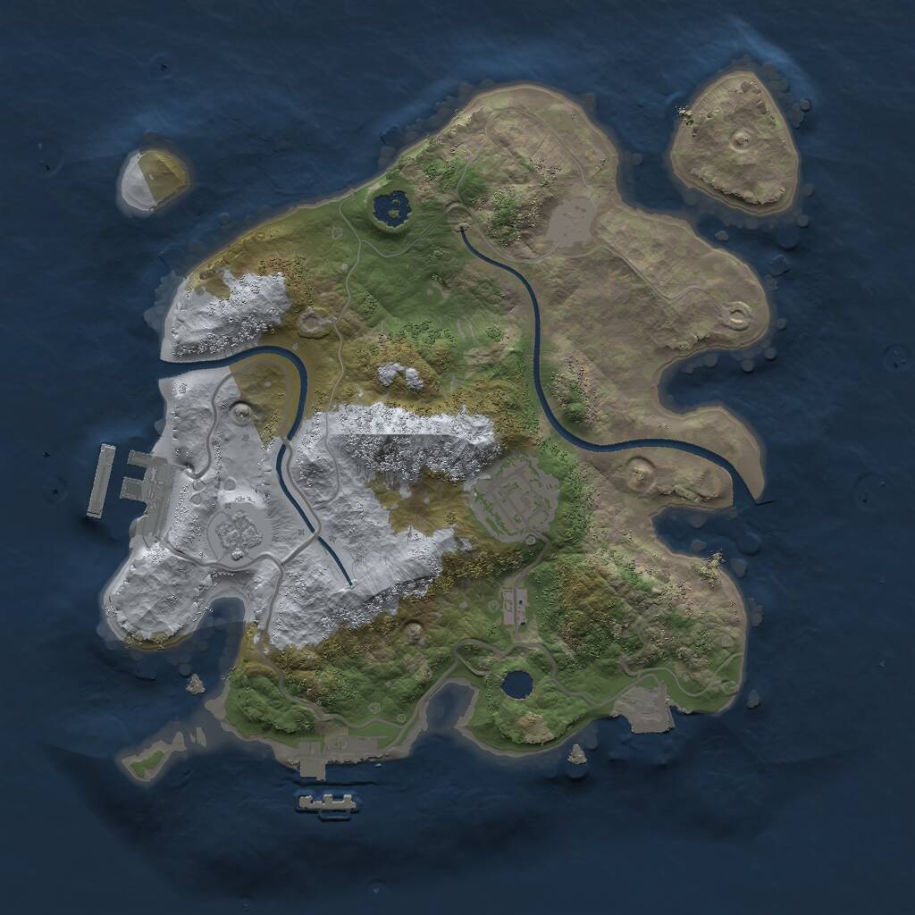 Rust Map: Procedural Map, Size: 2500, Seed: 1416775930, 5 Monuments