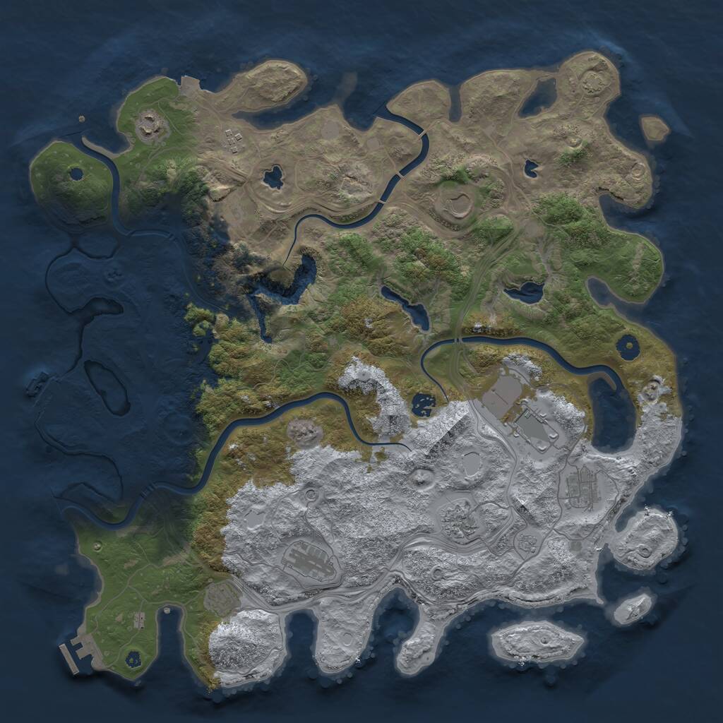 Rust Map: Procedural Map, Size: 4500, Seed: 401748701, 16 Monuments