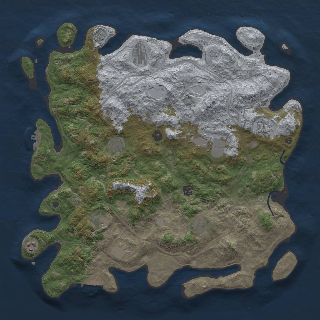 Rust Map: Procedural Map, Size: 4500, Seed: 1282236822, 18 Monuments
