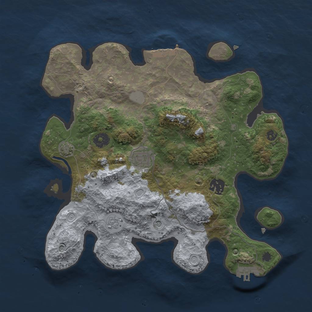Rust Map: Procedural Map, Size: 3000, Seed: 25189, 10 Monuments